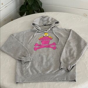 Johnny Cupcakes The Simpsons Collaboration Gray Hoodie with Pink Skull Design